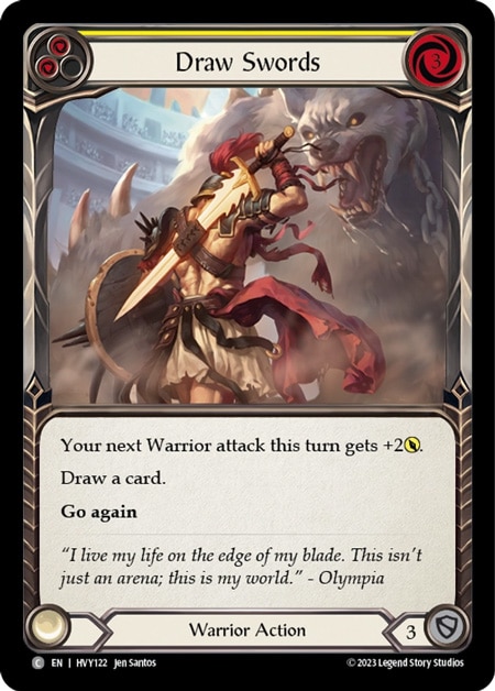EN】[Warrior] Draw Swords/抜剣 (黄)「C」〔HVY122〕 | Warrior | FaB