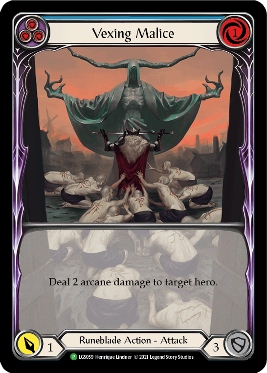 【EN】《Rainbow Foil》[Runeblade] Vexing Malice (青)「P」〔LGS059〕