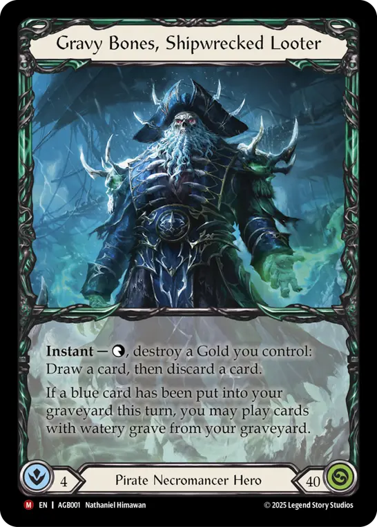 【EN】[Pirate Necromancer] Gravy Bones, Shipwrecked Looter/難破船の略奪者、グレイビィ・ボーンズ (ヒーロー)「M」〔AGB001〕