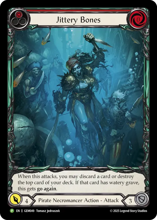 Flesh and Blood Mechanologist パーツ 47枚 EN】《Rainbow Foil》[Pirate Necromancer] Jittery Bones/騒めく骸骨