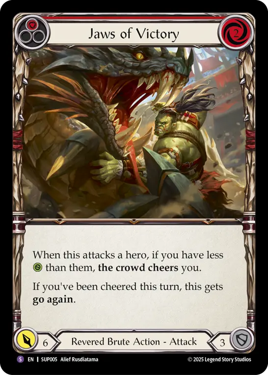 【EN】《Rainbow Foil》[Revered Brute] Jaws of Victory/噛み千切る勝利 (赤)「S」〔SUP005〕
