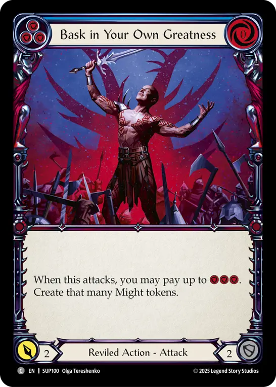 【EN】《Rainbow Foil》[Reviled] Bask in Your Own Greatness/自尊自大 (青)「C」〔SUP100〕