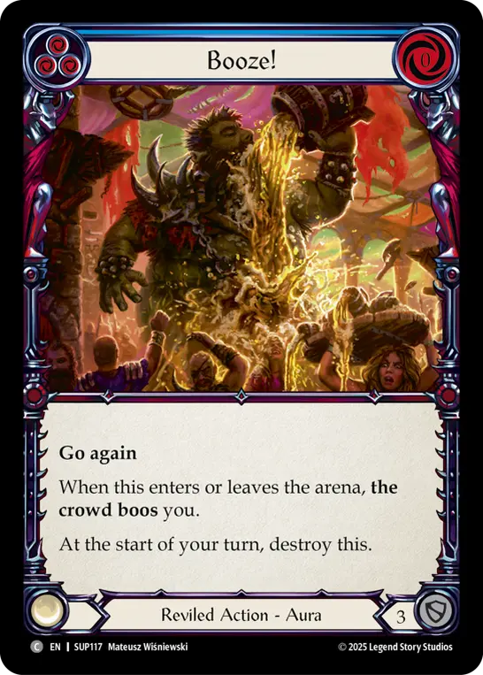 【EN】《Rainbow Foil》[Reviled] Booze!/酒だ！ (青)「C」〔SUP117〕