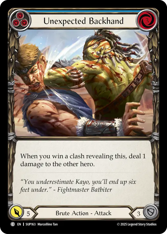 【EN】《Rainbow Foil》[Brute] Unexpected Backhand/予期せぬ裏拳 (青)「C」〔SUP163〕