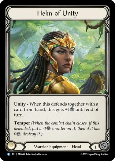 【予約商品】【EN】[Warrior] Helm of Unity/団結のヘッドギア (装備品)「R」〔PEN044〕