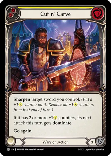 【EN】《Rainbow Foil》[Warrior] Cut n' Carve/削ぎ落とし (黄)「C」〔PEN055〕