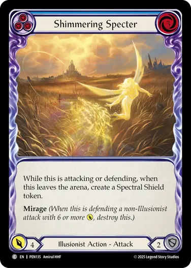 【EN】《Rainbow Foil》[Illusionist] Shimmering Specter/煌めく幻霊 (青)「C」〔PEN135〕