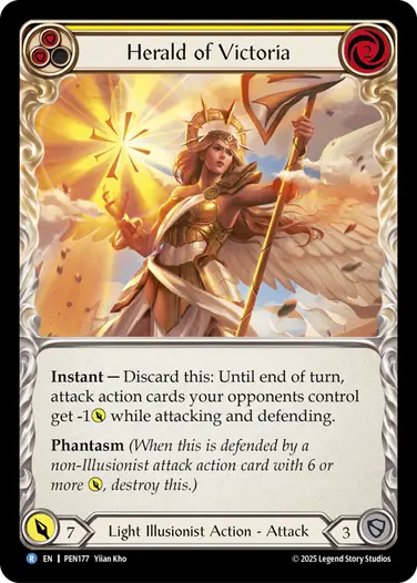 【EN】《Rainbow Foil》[Light Illusionist] Herald of Victoria/ヴィクトリアのヘラルド (黄)「R」〔PEN177〕