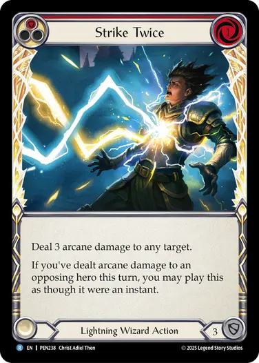 【EN】《Rainbow Foil》[Lightning Wizard] Strike Twice/双雷 (赤)「R」〔PEN238〕