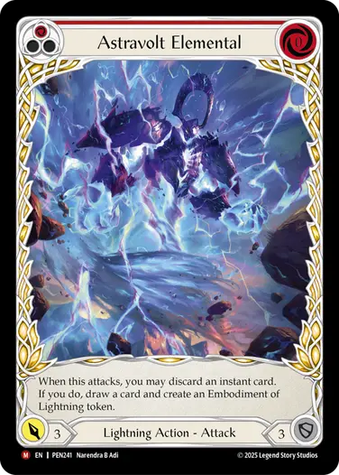 【EN】《Rainbow Foil》[Lightning ] Astravolt Elemental/精霊アストラボルト (赤)「M」〔PEN241〕