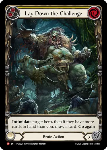 【JP】《Rainbow Foil》[野人] 強制挑戦/Lay Down the Challenge (黄)「M」〔PEN007〕