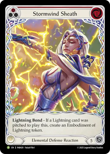 【EN】《Rainbow Foil》[Elemental] Stormwind Sheath/嵐風の覆護 (赤)「C」〔FAB429〕