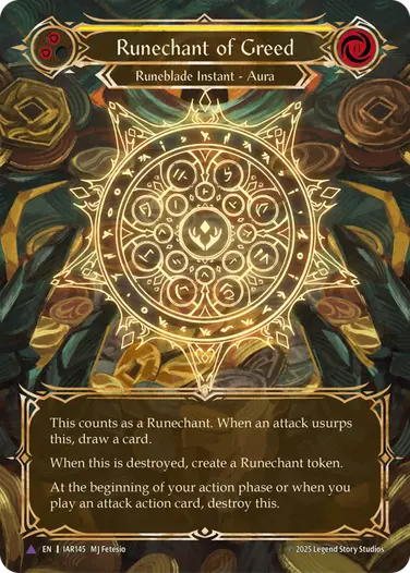 EN】《Cold Foil》[Runeblade] Runechant of Greed/強欲のルーン陣 (黄