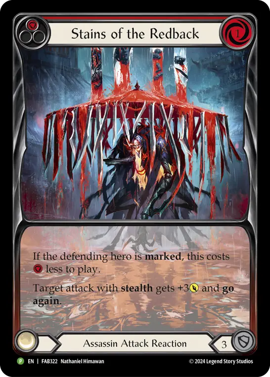 【EN】【Rainbow Foil】[Assassin] Stains of the Redback / 赤背の血痕 (赤)「P」〔FAB322〕