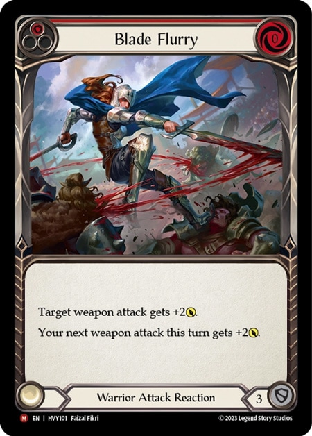 【状態SP】【EN】《Rainbow Foil》[Warrior] Blade Flurry/旋風の刃 (赤)「M」〔HVY101〕