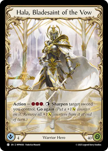 【EN】[Warrior] Hala, Bladesaint of the Vow/誓いし剣聖、ハーラ (ヒーロー)「B」〔MPW003〕