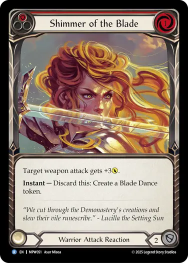 【EN】《Rainbow Foil》[Warrior] Shimmer of the Blade/剣光 (赤)「R」〔MPW051〕