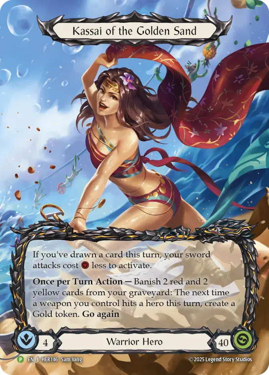 【状態HP】【EN】《Rainbow Foil》 Kassai of the Golden Sand/金の砂のカッサイ (ヒーロー)「P」〔HER146〕