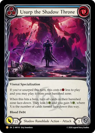 【EN】《Rainbow Foil》[Shadow Runeblade] Usurp the Shadow Throne/侵奪されし影冠 (青)「L」〔IAR110〕