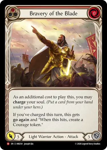 【EN】《Rainbow Foil》[Light Warrior] Bravery of the Blade/刃の勇猛 (赤)「M」〔IAR254〕