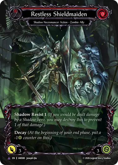 【EN】《Cold Foil》[Shadow Necromancer] Restless Shieldmaiden/彷徨う盾乙女 (赤)「Marvel」〔IAR088〕
