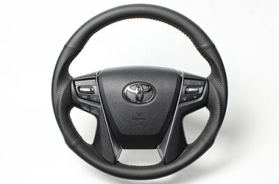 REAL　ステアリング　オリジナルシリーズ　ヴェルファイア30系/アルファード [ラウンドシェイプ]　オールレザー　ブラックステッチ