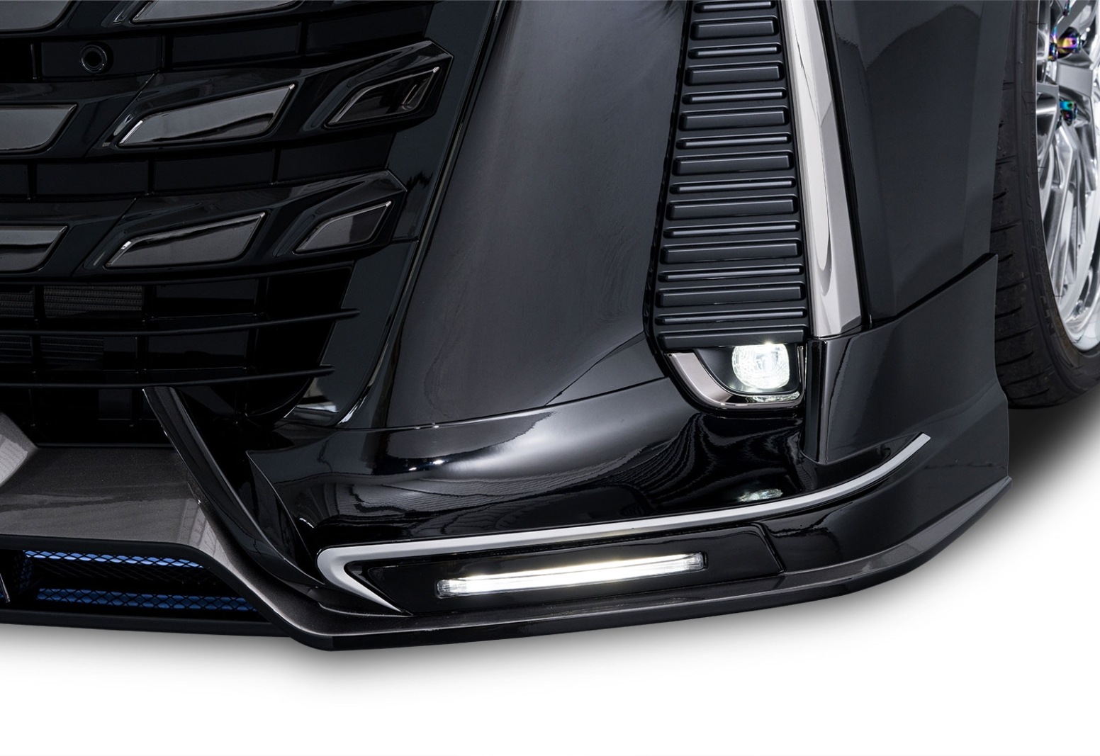 フロントスポイラー*LEDブレイド/メッキパーツ付属 40VELLFIRE *Dry FRP