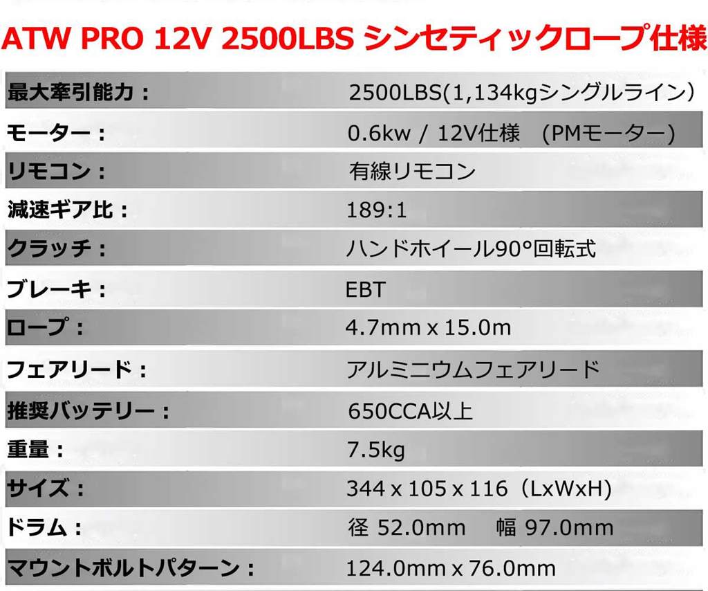 T-MAX ��ư������� 12V 2500LBS ATWPRO �����ˡ��ޥ����׻���