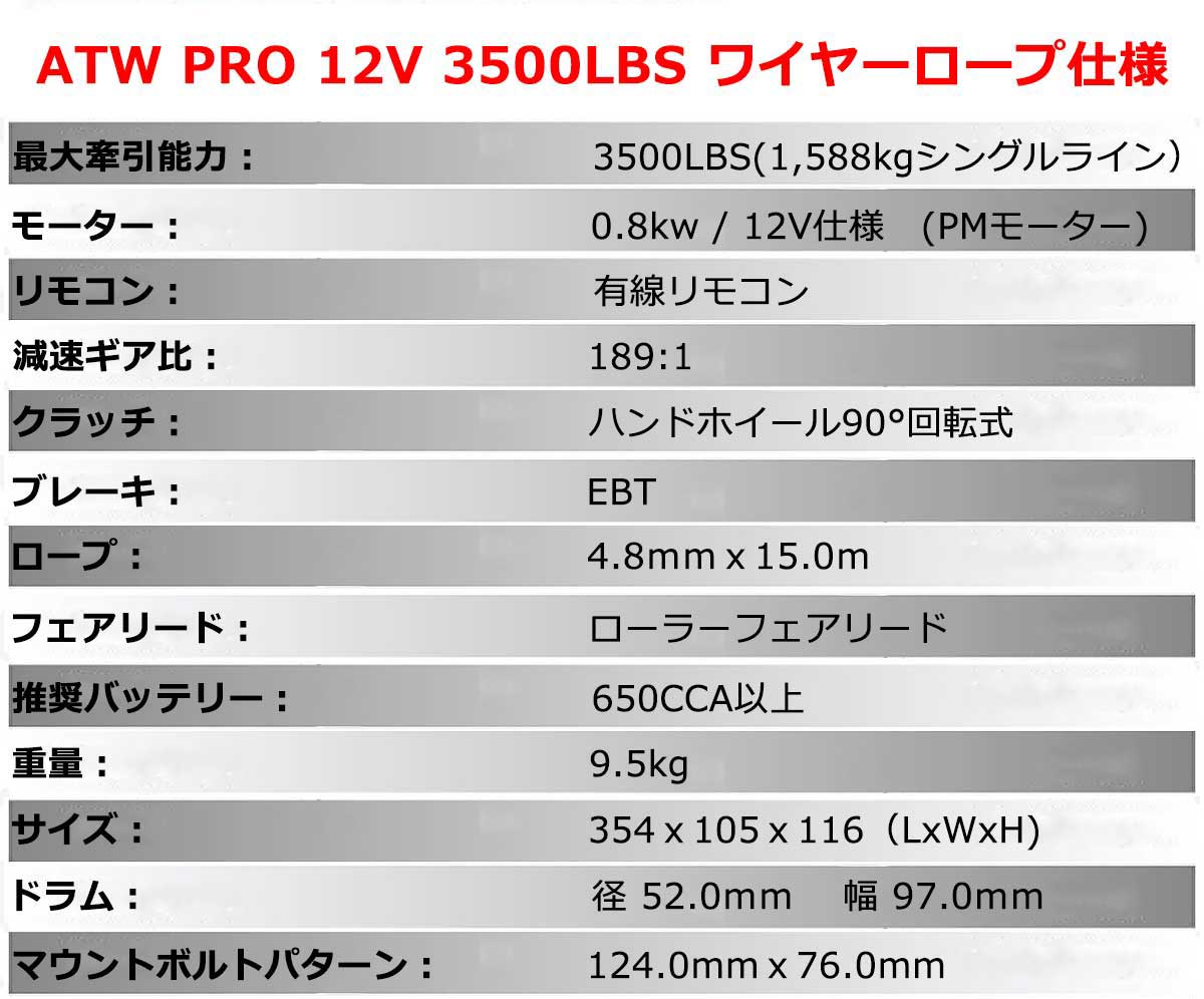 T-MAX ��ư������� 12V 3500LBS ATWPRO �磻�䡼����