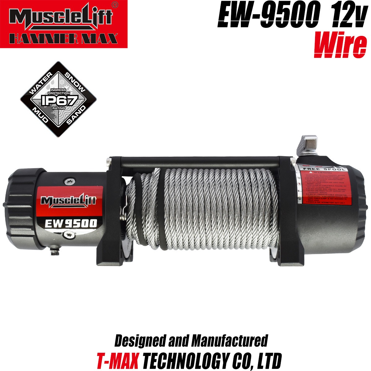 MuscleLift �ޥå����ե���ư������� 12V 9500LBS  �磻�䡼����