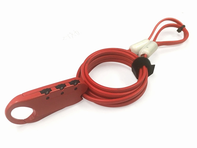 自転車 ワイヤーロック カギ L-STAR LOCK#2 4×1800RED ロード