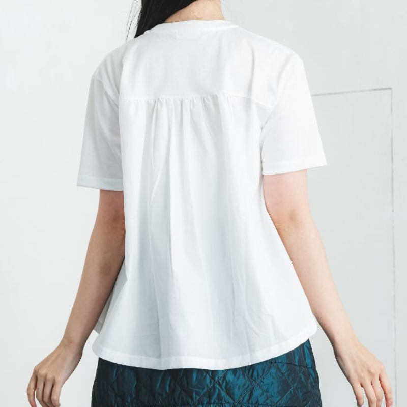 01-61550］【バックギャザーTシャツ】CM40/2天竺 半袖｜クルーネック