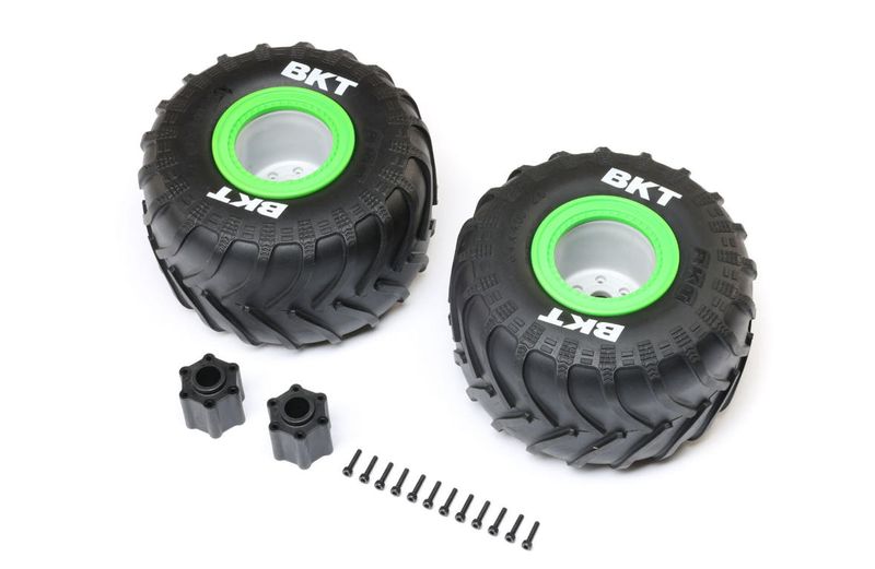 �ڼ���о��ʡۥۥ饤���󡦥ۥӡ� BKT 2.6" Monster Truck Tire, Med, Premount, Green (2): LMT 2.0�����֡� LOS-1818