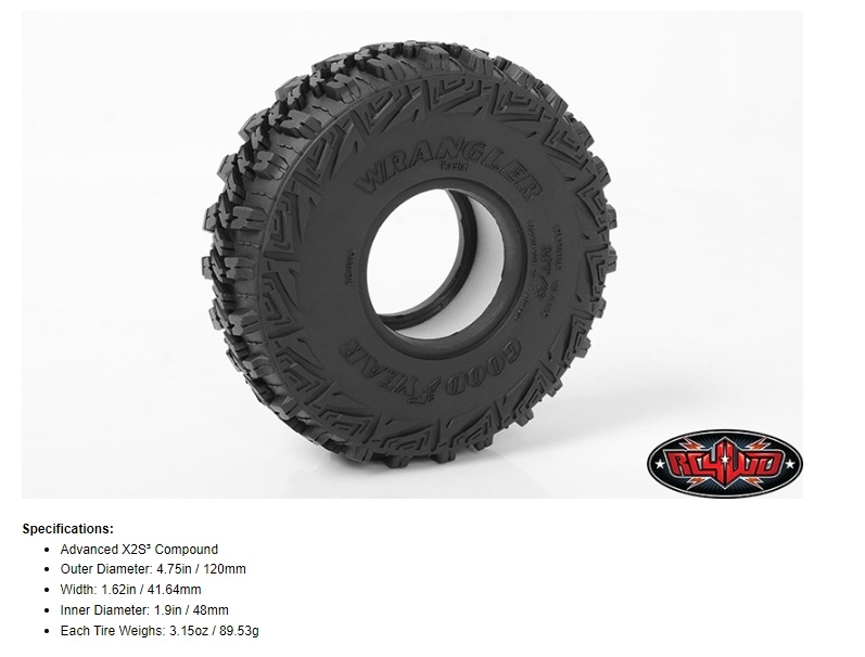 �ں߸�¨Ǽ�ۡ��������륿����  RC4WD Goodyear Wrangler MT/R 1.9" 4.75" Scale Tires������Z-T0158��2�ܡ�