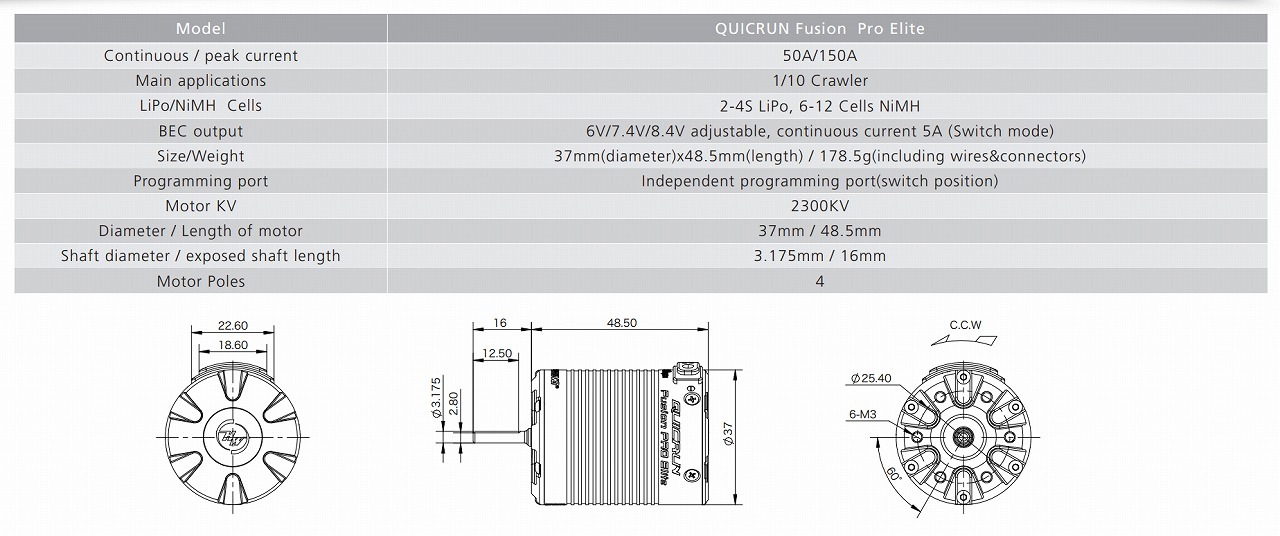 �ں߸�¨Ǽ��HOBBYWING QuicRun Fusion Pro Elite��1/10�饸�����ѡ�50A��2-4S LiPo,6-12 Cells NiMH/XT60���ͥ�����/BEC/6V/7.4V/8.4/2300KV ���֡���30120500�ۥ������顼�饸������