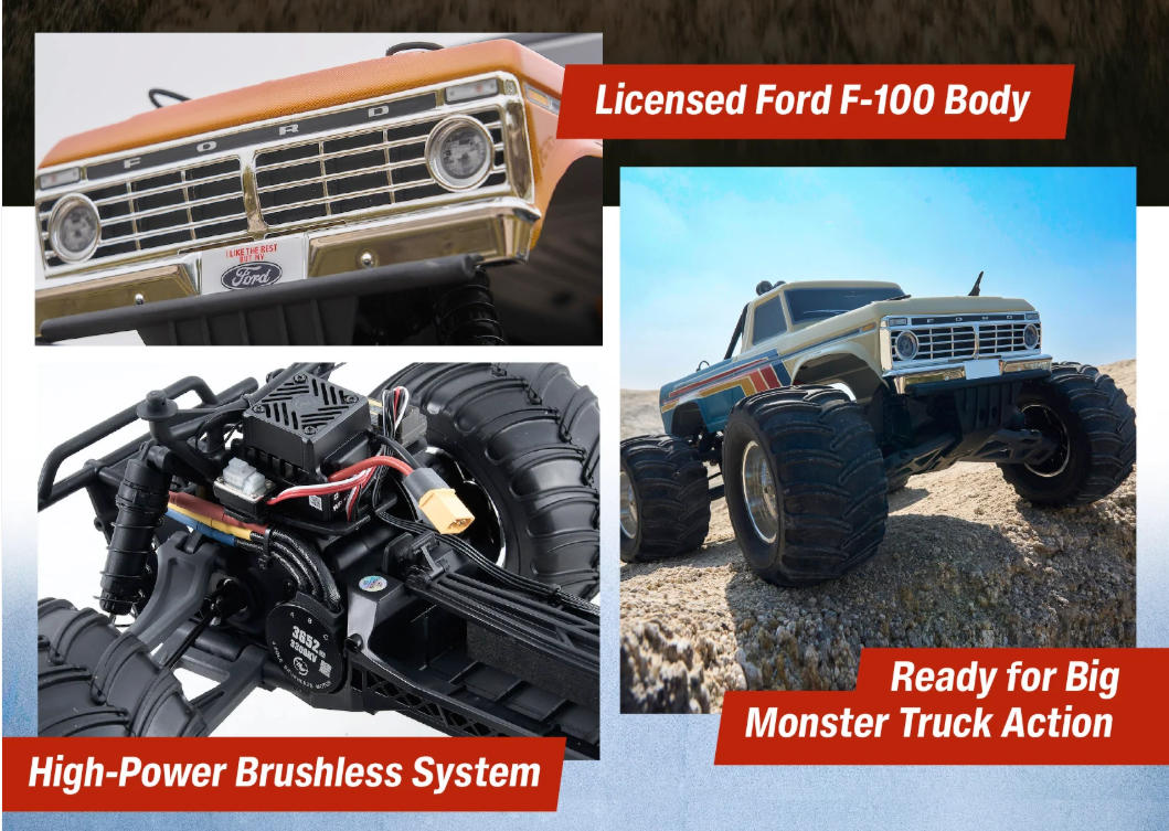 �ڼ���о��ʡ�FMS 1:10 Ford F-100 Monster Truck Brushless RS��RTR���åȡ����֡�FMS11023RSBK-BL�ʽ��Ŵ�ȥХåƥ꡼�դ���