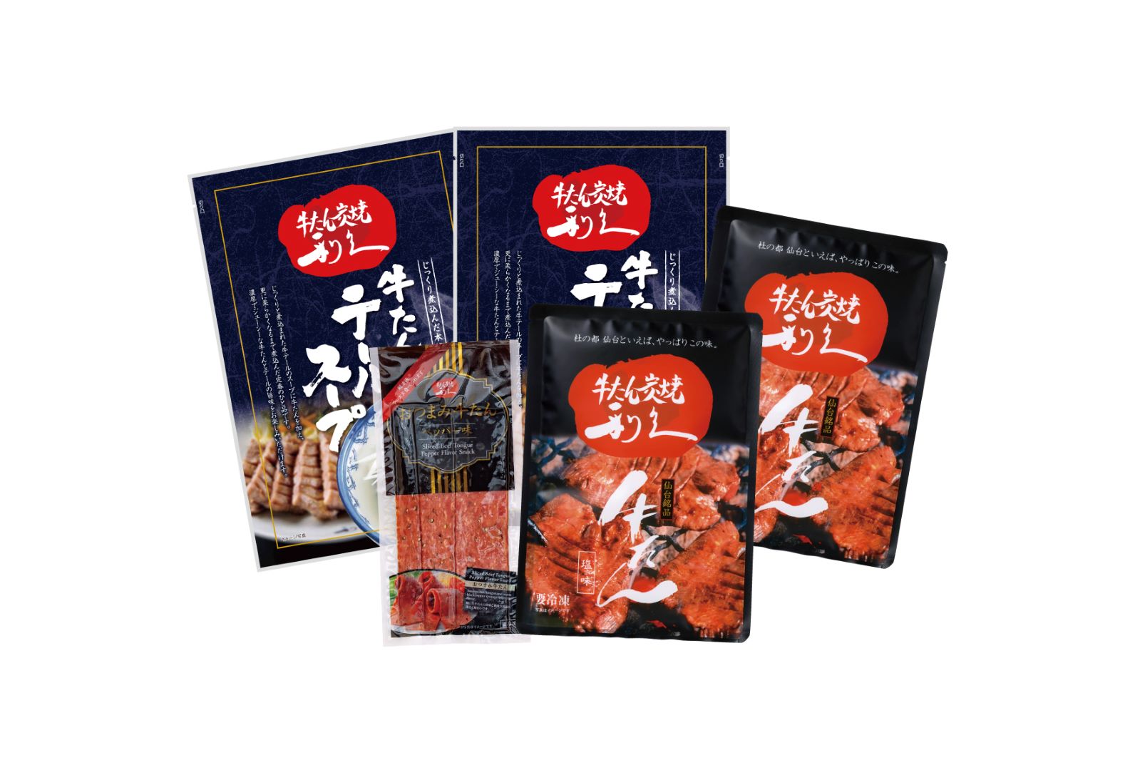 牛たん満腹セットTE24　(牛たん塩味100g×2、おつまみ牛たんペッパー50g×1、テールスープ250g×2)