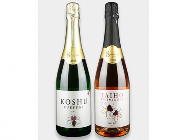 ニュー山梨ワイン720ml スパークリングワイン2本セット(甲州スパークリングワイン(白・辛口)、大峰スパークリング(ロゼ・辛口)ワイン 各1本)