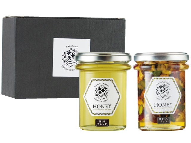 信州で採れた蜂蜜とはちみつナッツセット (蜂蜜・はちみつナッツ　各200g×各1個)