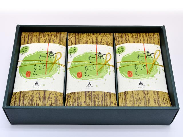 京都・宇治茶游堂　京わらびもち320g(宇治石臼挽き抹茶きな粉12g付き)　3本