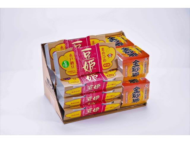 豆姫8個(しそのり・ねぎみそ・甘口昆布・わさび50g×2個入×各2セット)、金砂郷(50g×3パック×4セット)