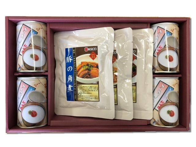 癒しほんのり秋田のきもち【B】　(こまちがゆ4缶、肉総菜3種)