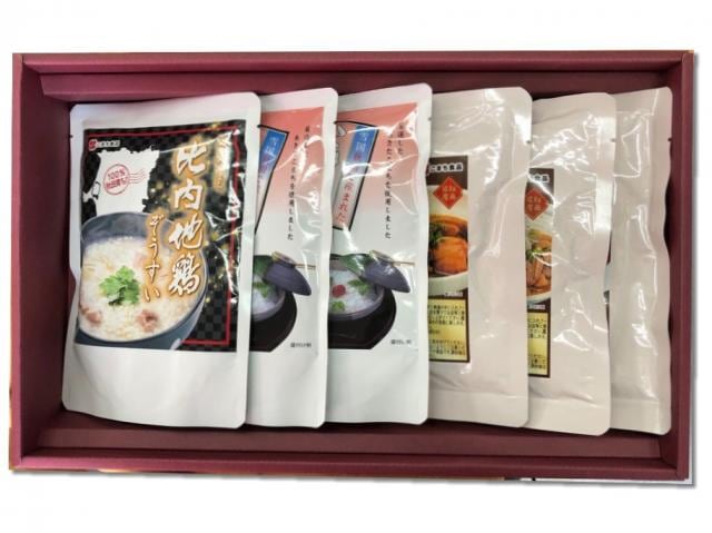 癒しほんのり秋田のきもち【A】　(こまちがゆ2袋、比内地鶏ぞうすい1袋、肉総菜3種(各200g))