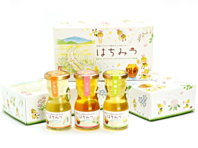 はちみつ尾瀬セット3本入り (アカシヤ・リンゴ・尾瀬百花はちみつ　各120g)