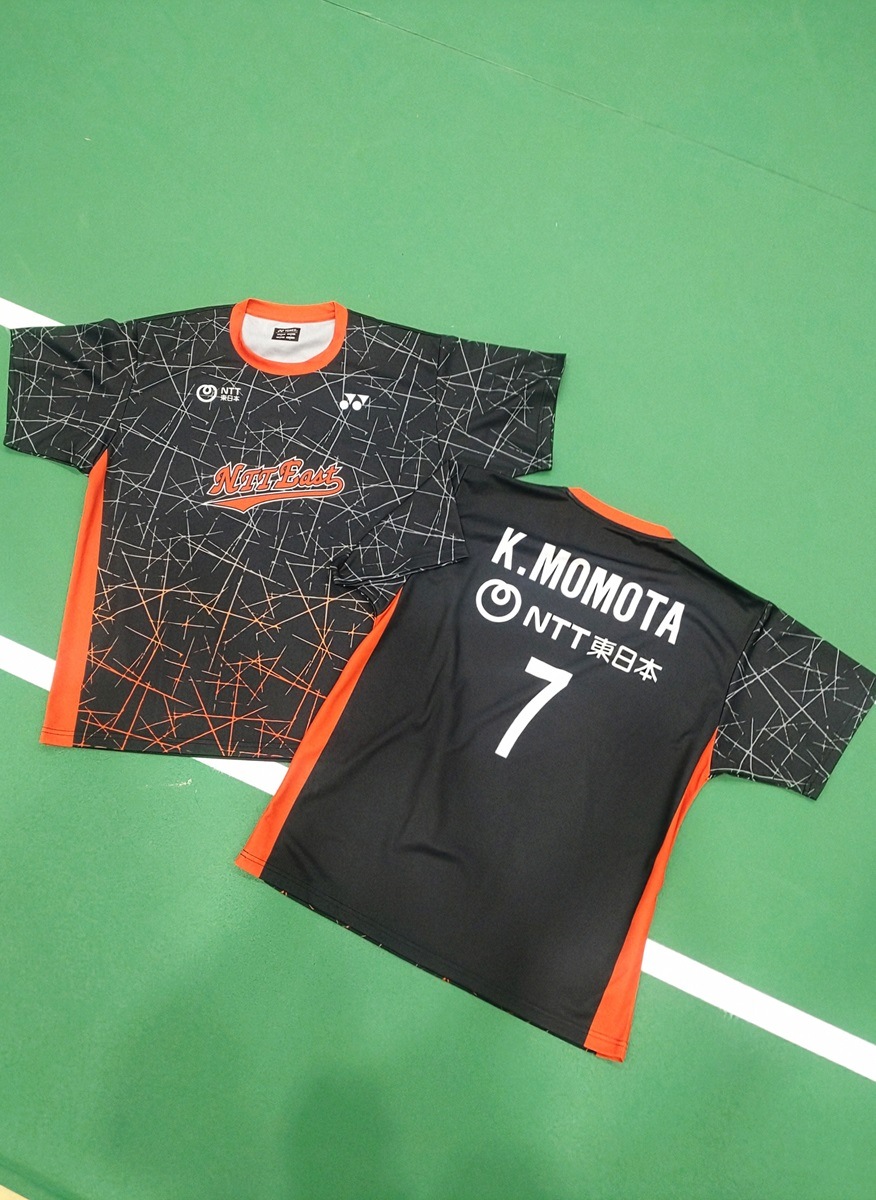 NTT東日本バドミントン部レプリカTシャツ《桃田選手(ネーム背番号付き