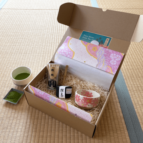 抹茶ギフトCセット【茶碗赤花】