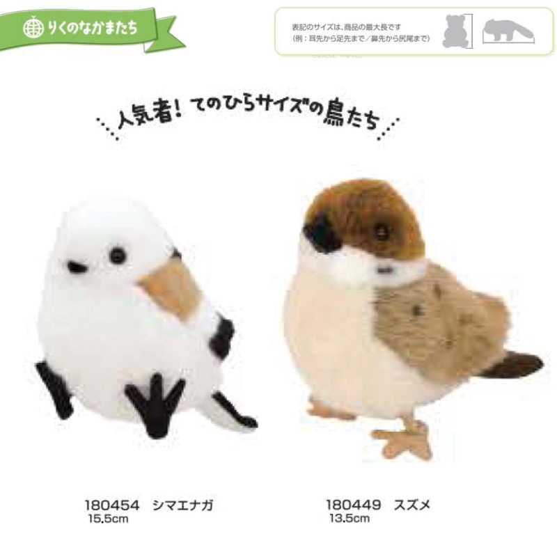 りくのなかまたち」シマエナガ/スズメ ぬいぐるみ（24個入