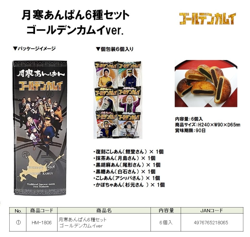 月寒あんぱん6種セット ゴールデンカムイver（30個入） | その他