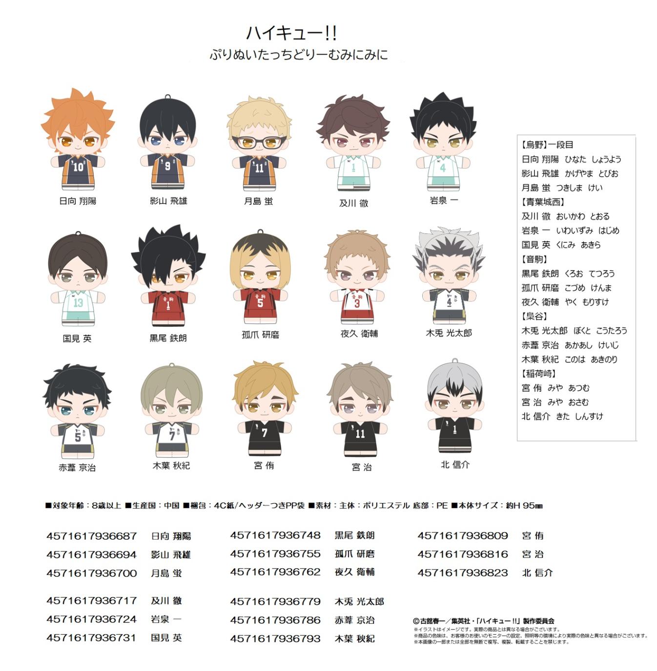 ぬいぐるみ」ハイキュー!! ぷりぬいたっちどりーむみにみに（48個入