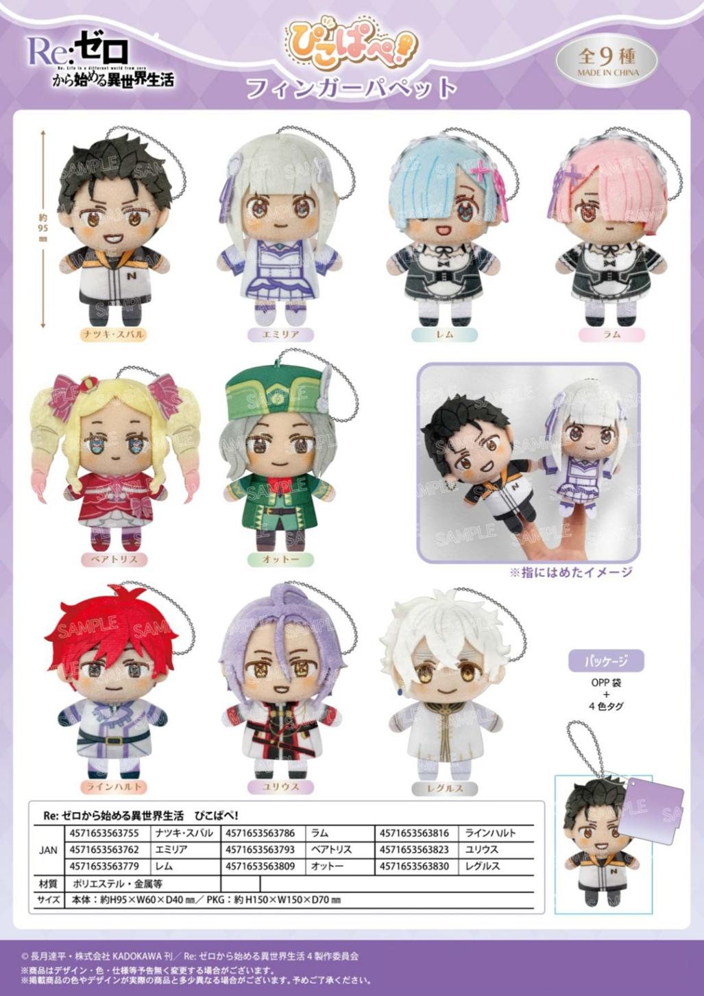 【極稀少】リゼロ☆フィンガーパペットマスコット☆コンプリート☆新品☆レア☆ 受注締切10/20」「マスコット」Re:ゼロから始める異世界生活 ぴこぱぺ